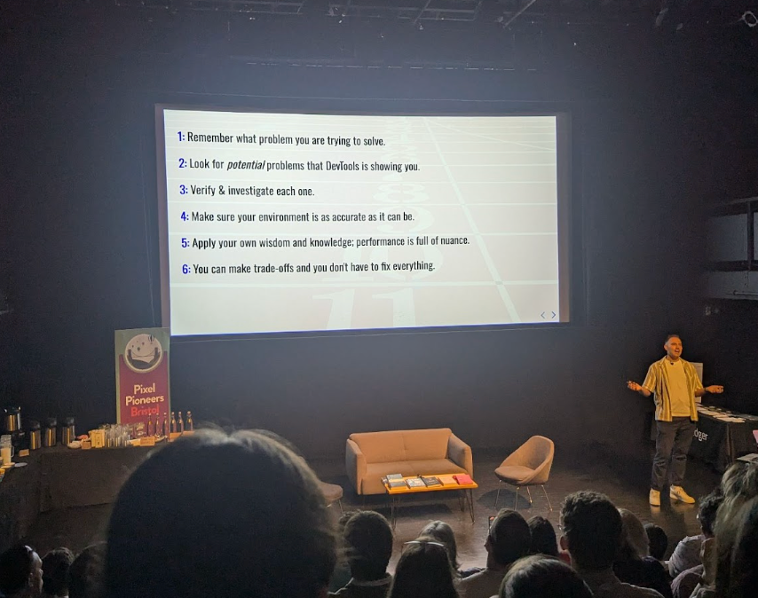 A slide from the talk outlining the key points of the presentation.